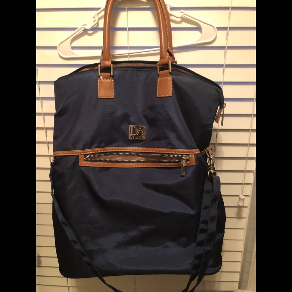 Large Navy / Leather Tote Bag